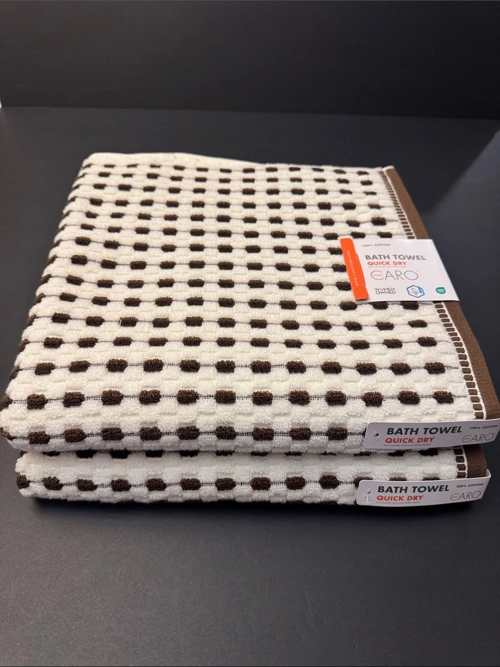 2pc CARO HOME Quick Dry 100% Cotton Bath Towel Set - Premium Low Twist Yarn